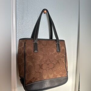 Coach Tan and Black Signature mini purse